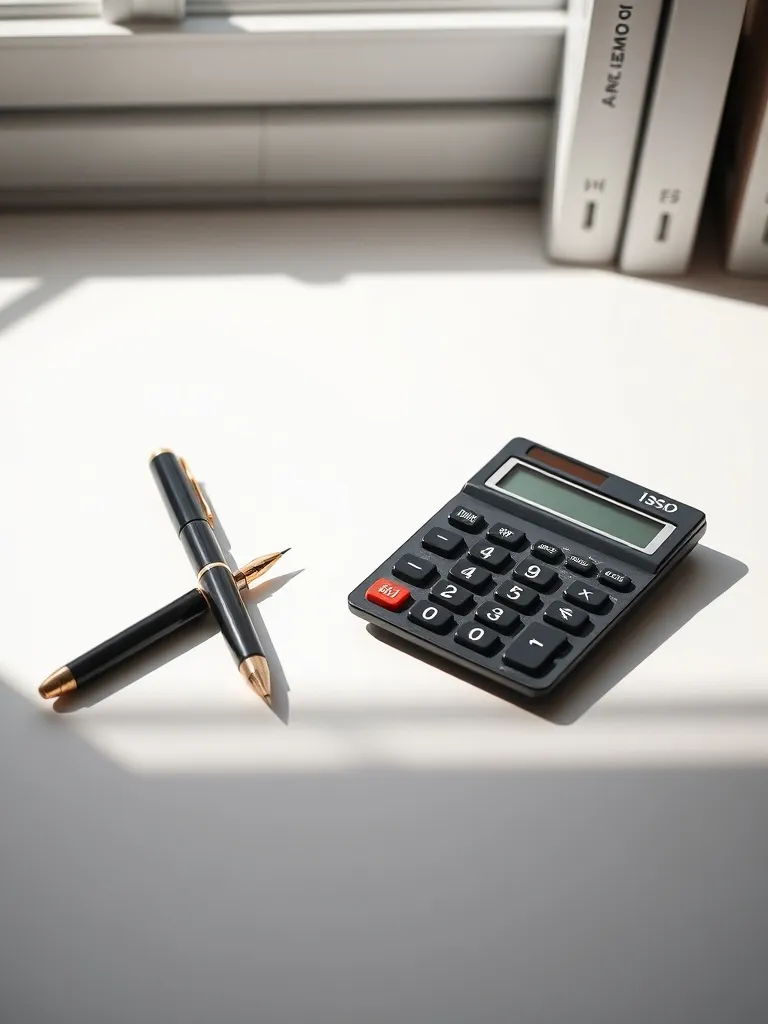 A high-quality architectural close-up of a calculator and a